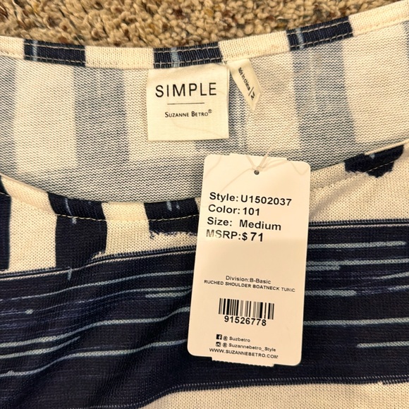 Brand: Simple by Suzanne Betro Size M Navy & Cream - Picture 3 of 7